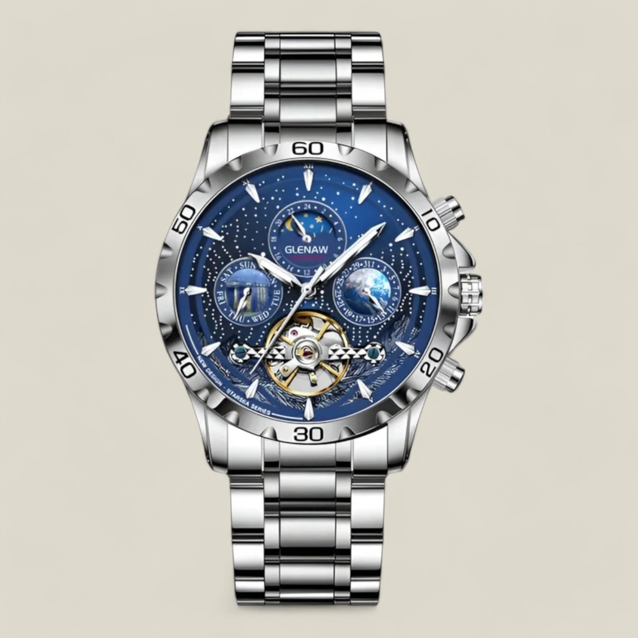 Max | Sternenhimmel Uhr - Blau Silber - - Concept Fashionlab