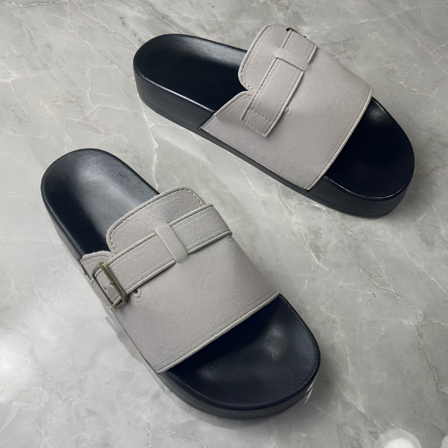 Herren-Pantoletten zum Hineinschlüpfen - Grau - sandal - Concept Fashionlab