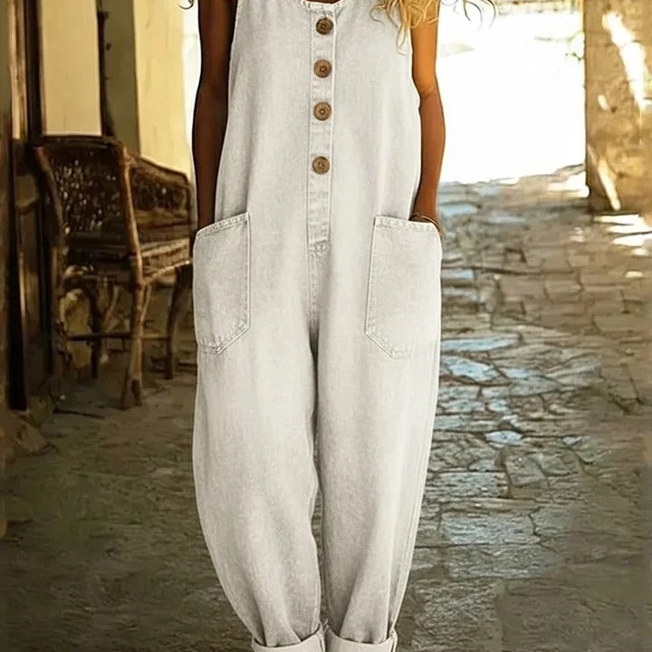Nancy | Vintage gewaschene Baumwoll-Denim-Latzhose