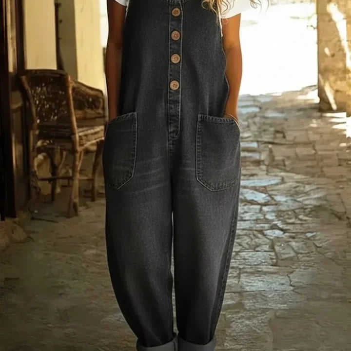 Nancy | Vintage gewaschene Baumwoll-Denim-Latzhose