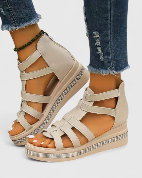 Gladiator Keilsandalen – Riemchen-Design und eleganter Look - - Sandals - Concept Fashionlab