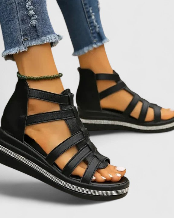 Gladiator Keilsandalen – Riemchen-Design und eleganter Look - - Sandals - Concept Fashionlab