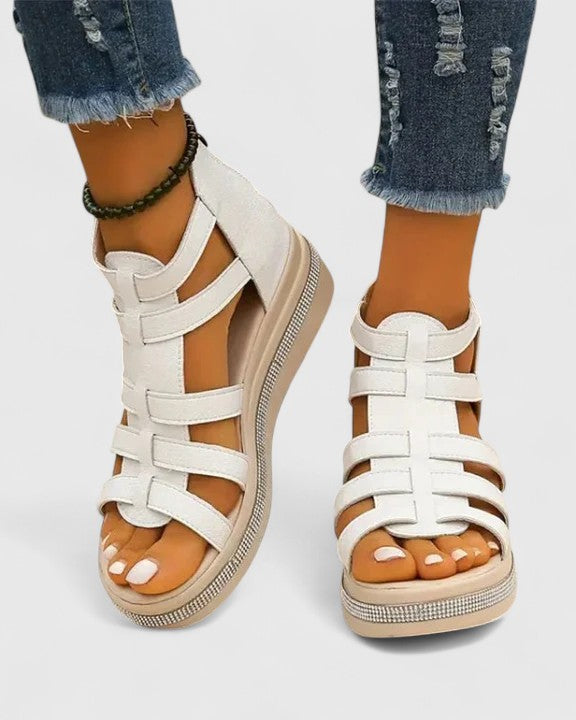 Gladiator Keilsandalen – Riemchen-Design und eleganter Look - Weiß - Sandals - Concept Fashionlab