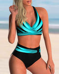 Damen Liliana Bikini-Set mit Kreuzhals-Ausschnitt und Allover-Druck