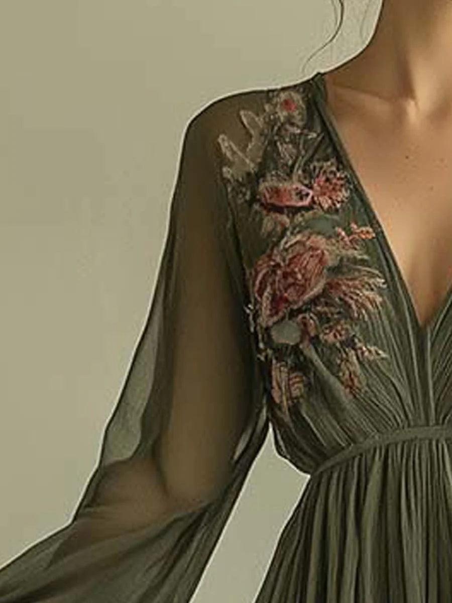 Trendy chiffon printed dress for an elegant look - - Maxi Dress - Concept Fashionlab