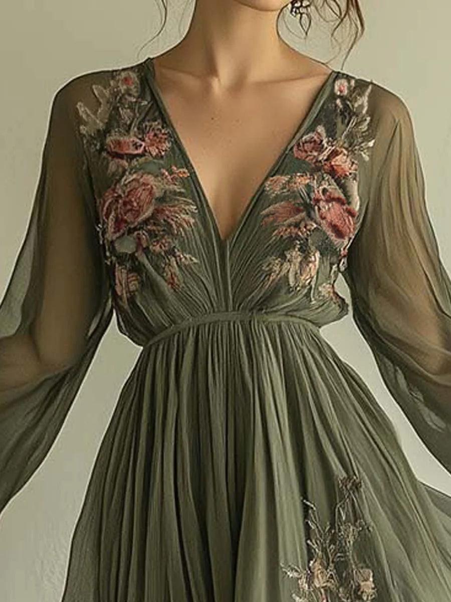 Trendy chiffon printed dress for an elegant look - - Maxi Dress - Concept Fashionlab