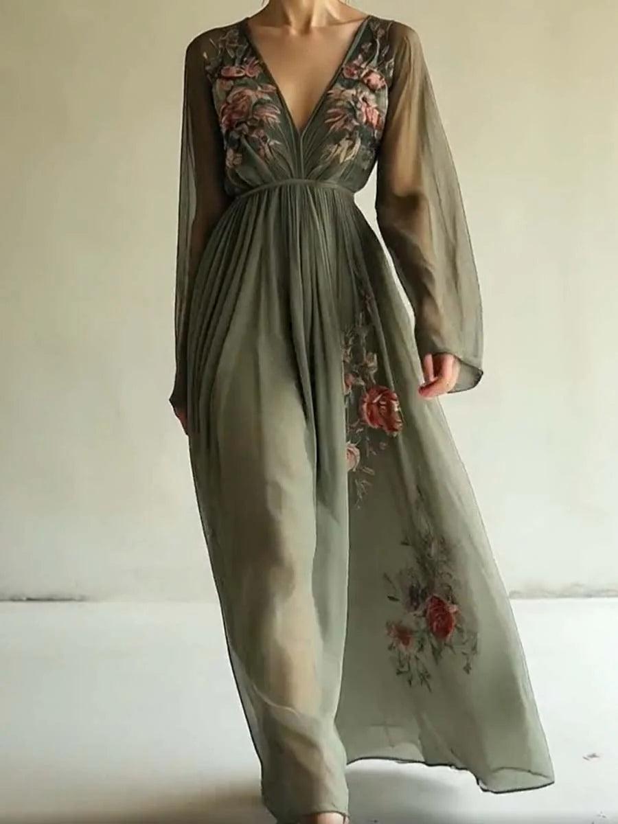 Trendy chiffon printed dress for an elegant look - - Maxi Dress - Concept Fashionlab