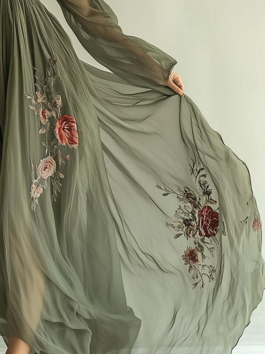 Trendy chiffon printed dress for an elegant look - - Maxi Dress - Concept Fashionlab