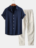 Herren Hemd mit Knöpfen und hose mit geradem Bein – Set
