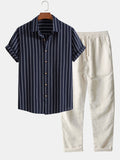 Herren Hemd mit Knopfleiste und hose mit geradem Bein – Set