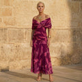 Damen Elegantes Blattkleid