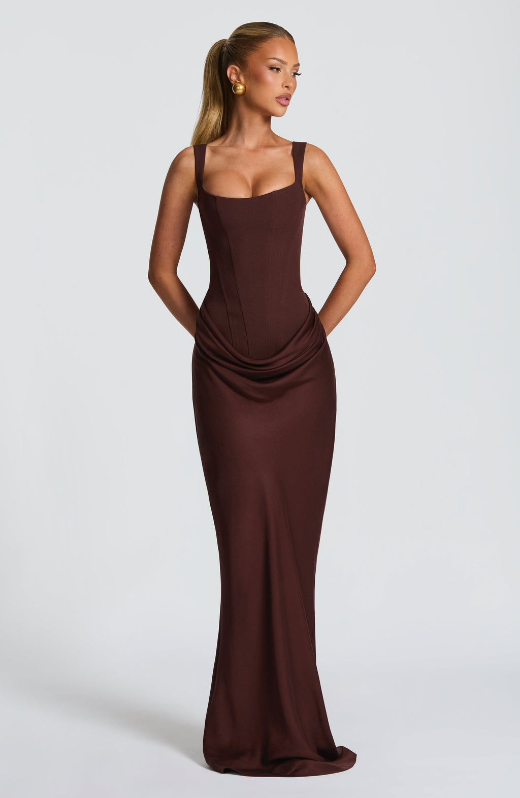 Hourglass Maxi Kleid — Skulpturierte Silhouette, Müheloser Stil - - Maxi Dress - Concept Fashionlab