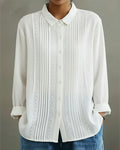Damen Einfarbiges Langarmshirt mit Puppenkragen