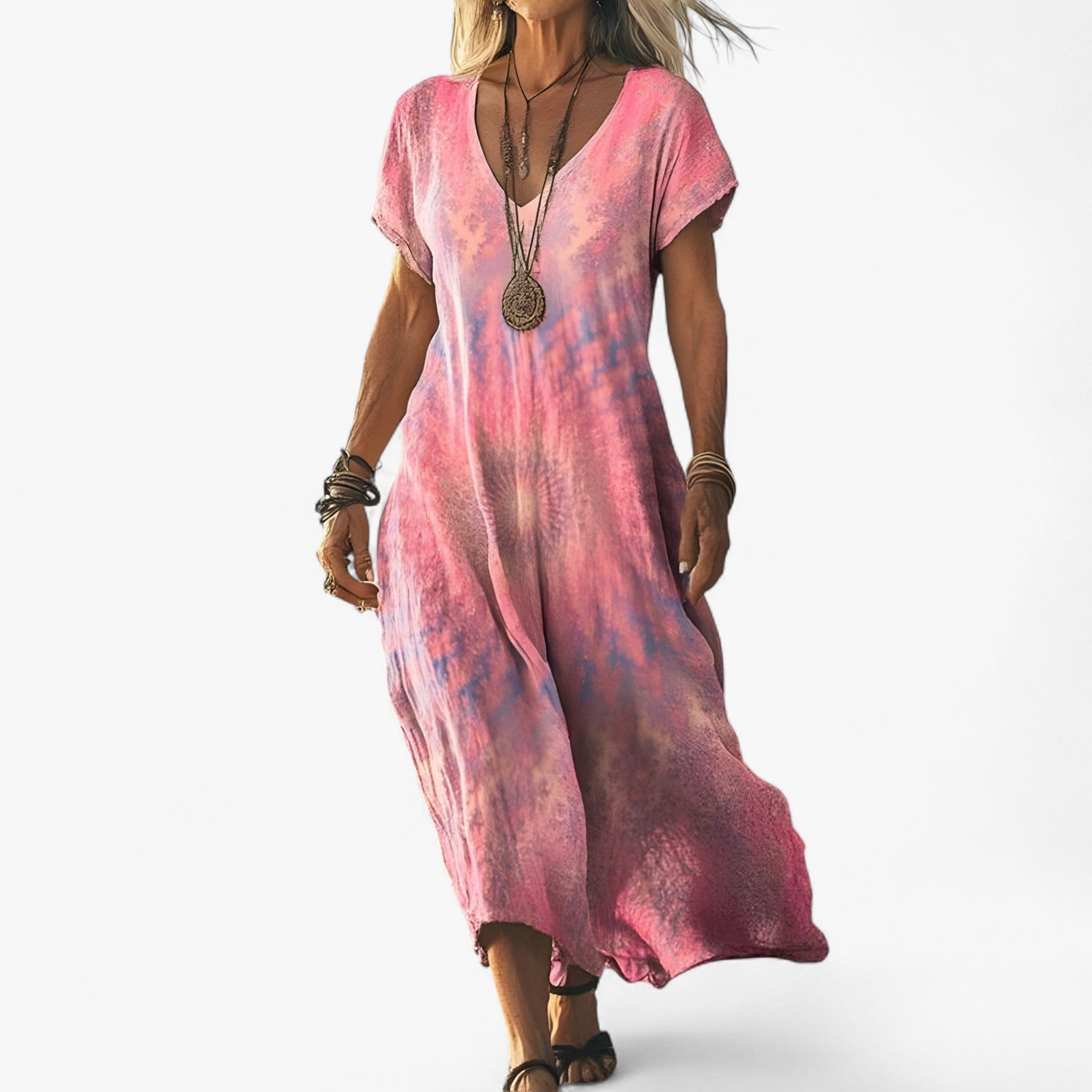 Vintage-Farbverlauf-Kleid Damen