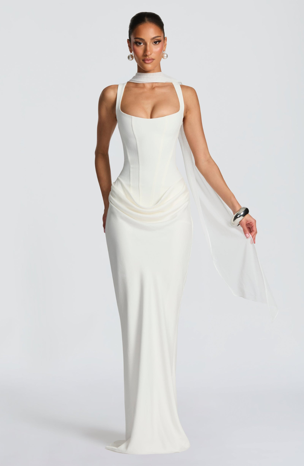 Hourglass Maxi Kleid — Skulpturierte Silhouette, Müheloser Stil - - Maxi Dress - Concept Fashionlab