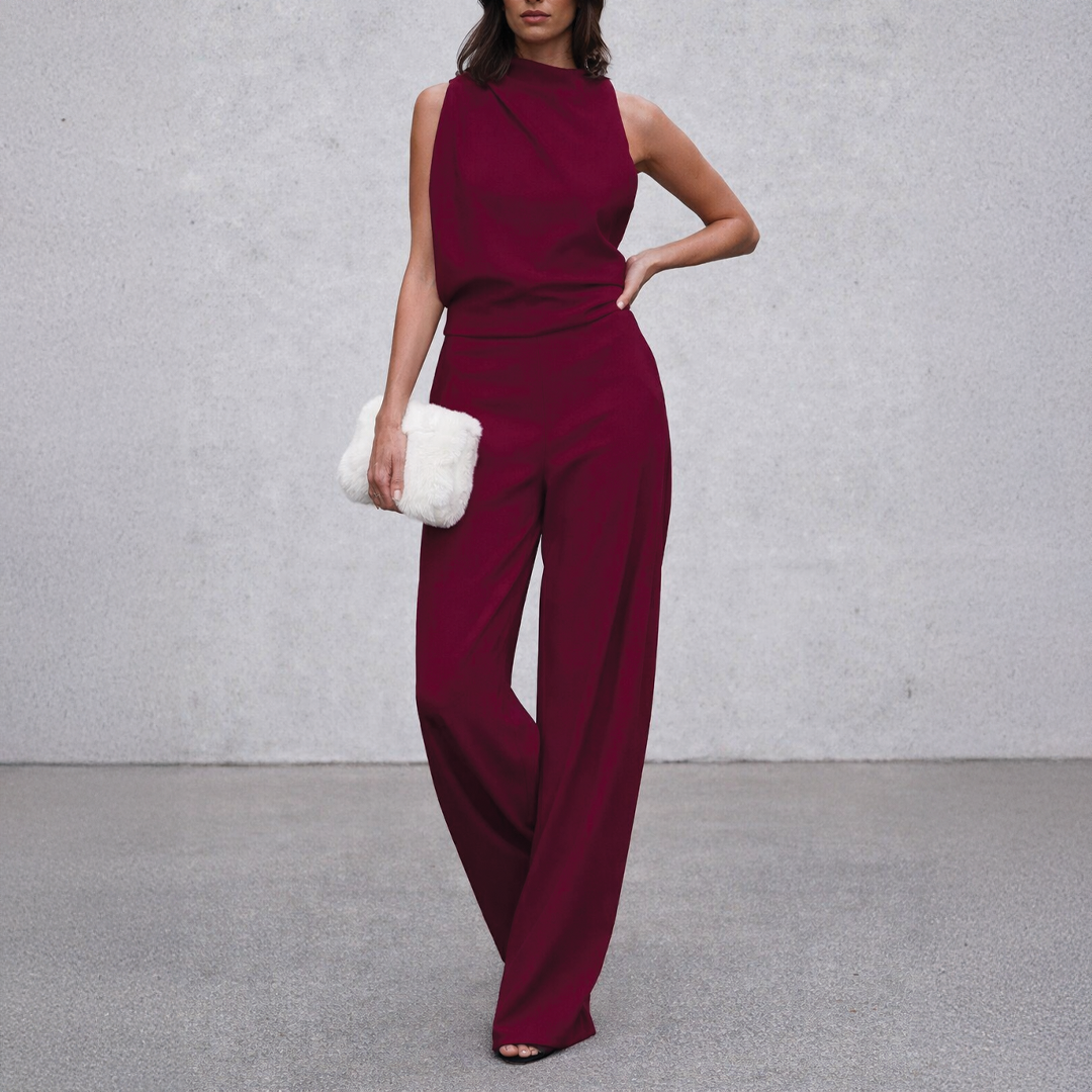 Clara - Eleganter ärmelloser Jumpsuit - Weinrot - Jumpsuit - Concept Fashionlab Boutique