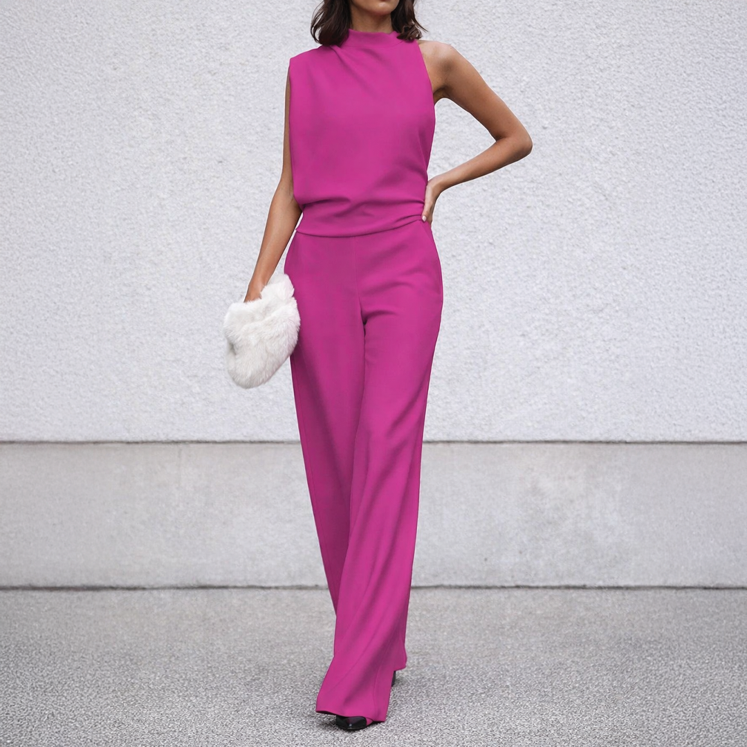 Clara - Eleganter ärmelloser Jumpsuit - Rosenrot - Jumpsuit - Concept Fashionlab Boutique