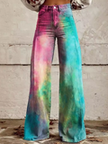 Tie-Dye-Jeans mit weitem Bein für einen kühnen, farbenfrohen Look