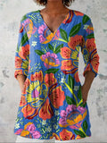 Abigail | Tropisches Blumen-Shirt mit V-Ausschnitt