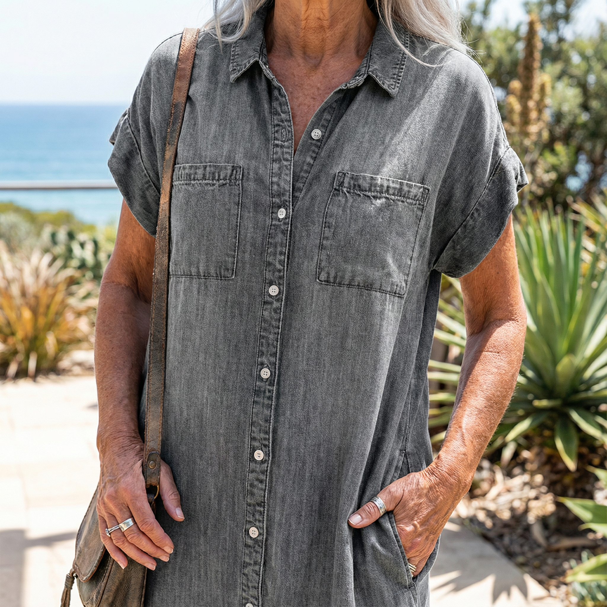 Lässiges Denim-Druck-Kleid – Müheloser Alltagsstil Damen