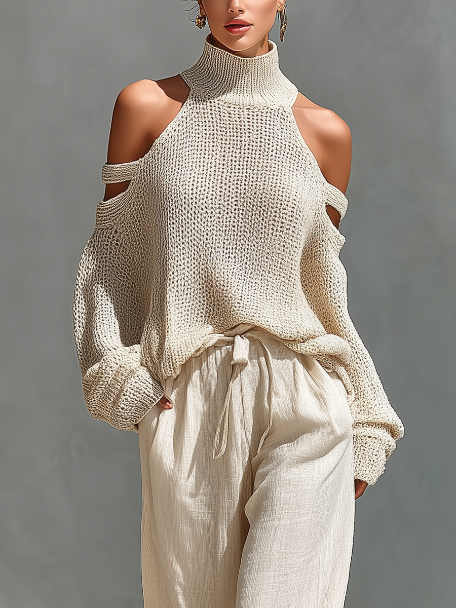 Liora | Gestricktes Cold-Shoulder-Set - - Set - Cow Clothing