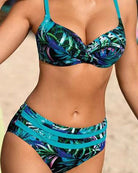 Emma | Stylischer High-Waist-Bikini mit schickem Blättermuster - Roborro