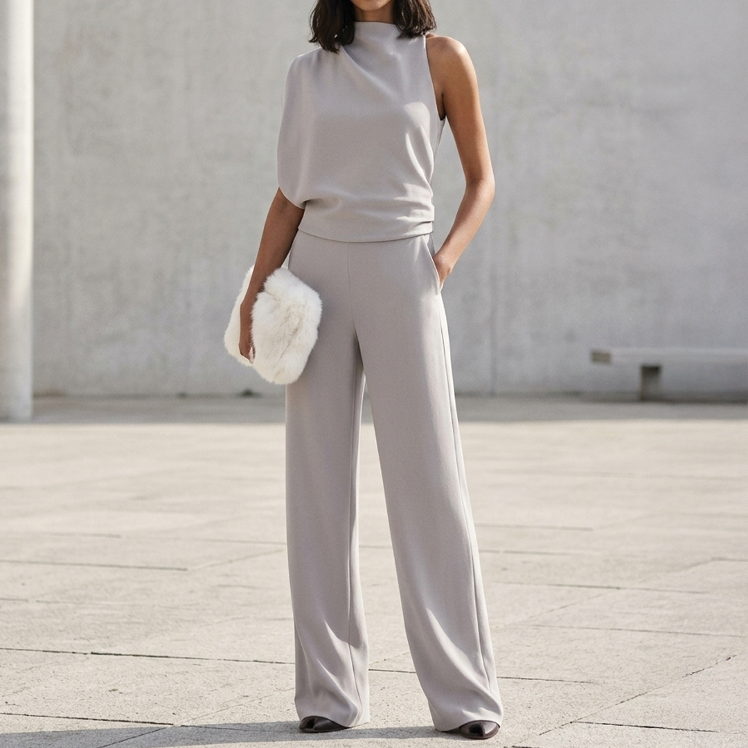 Clara - Eleganter ärmelloser Jumpsuit - Dunkelgrau - Jumpsuit - Concept Fashionlab Boutique