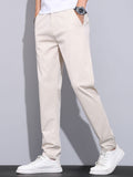 Bequeme Passform, elastischer Taillenbund, Hose mit geradem Bein