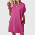 Damen Lässiges minimalistisches Rundhals-Sommer-Minikleid