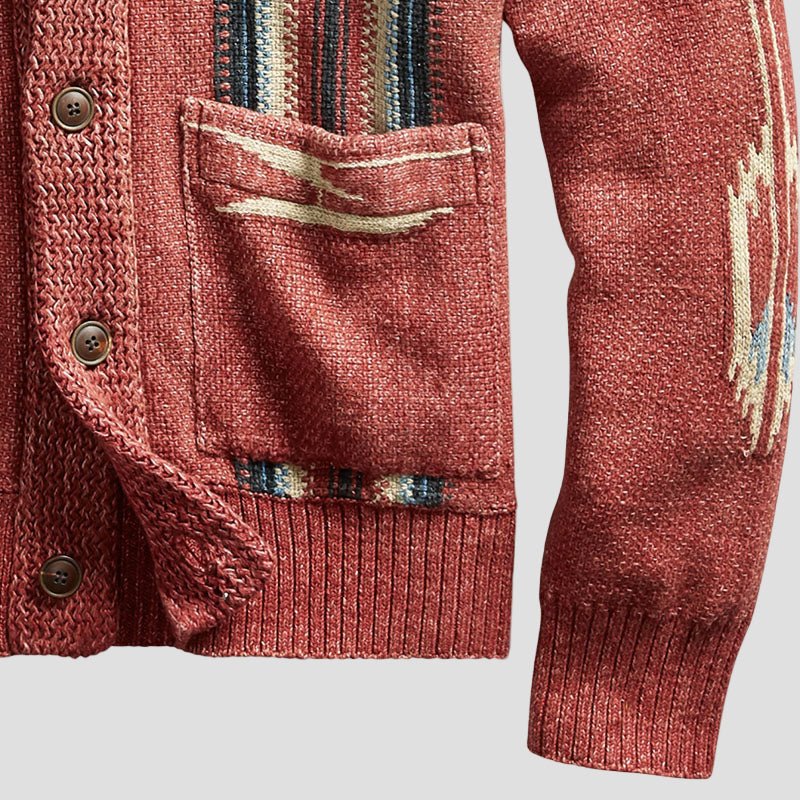 men Gebreide Adrian Vintage Jacquard Lapel Knit Cardigan Timeless Style, Cozy Comfort Vintage - - Cardigan - Concept Fashionlab