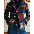 Damen Zeitlose Karo-Wolljacke