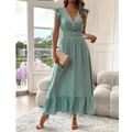 AVALERI™ – Elegantes Sommer-Maxikleid mit gerafftem V-Ausschnitt