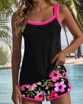 Maren Floral-Print Swimsuit Tank Top with Matching Boxer Bottoms