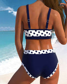 Liesbeth - Bikini mit hohem Bund, Polka-Dot-Muster und Patchwork-Design