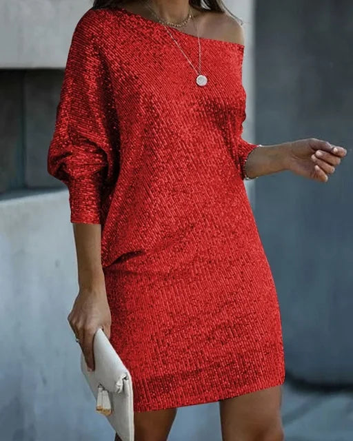 Damen Pailletten-Party-Kleid