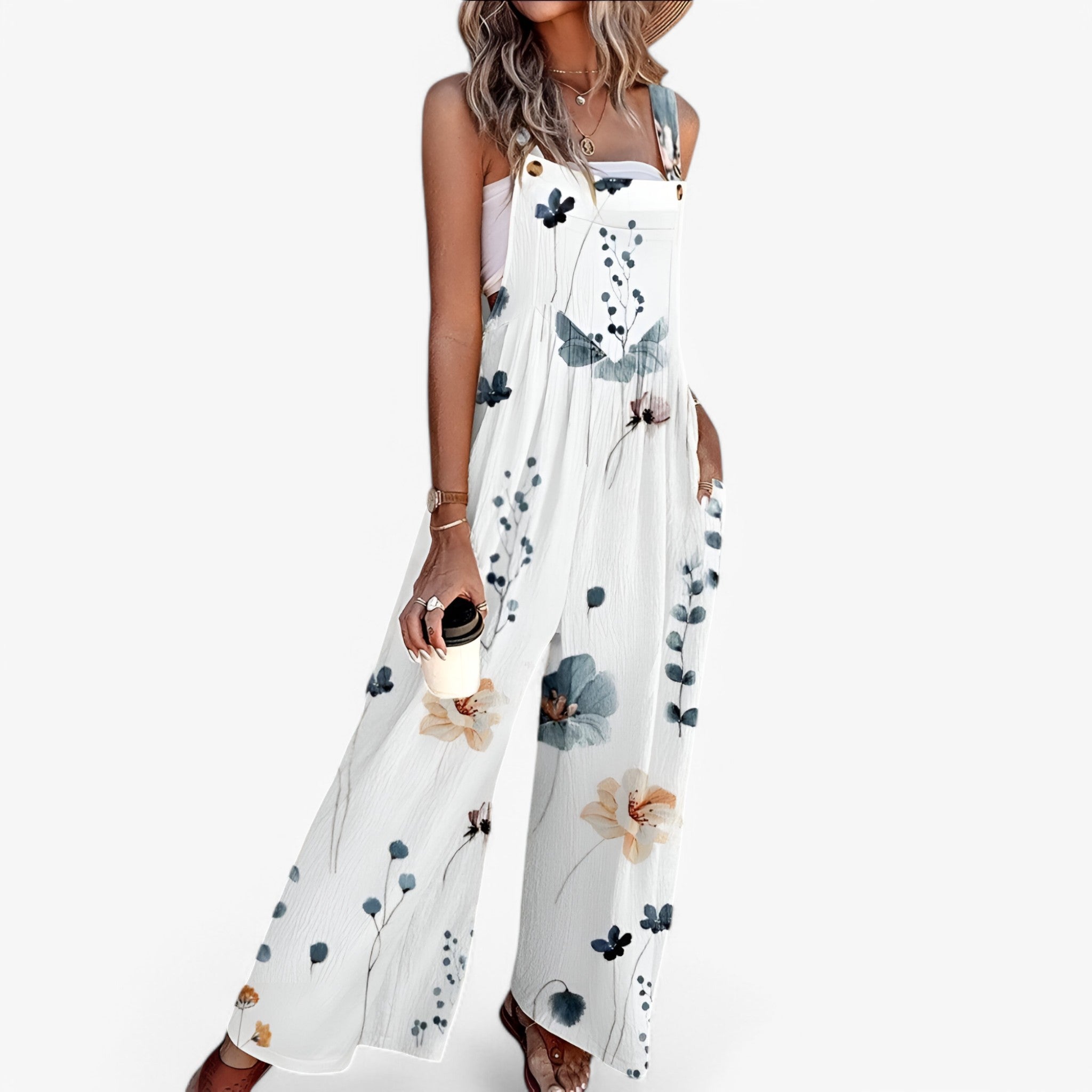 Ärmelloser Jumpsuit mit Blumenmuster Damen - - Jumpsuit - Concept Fashionlab