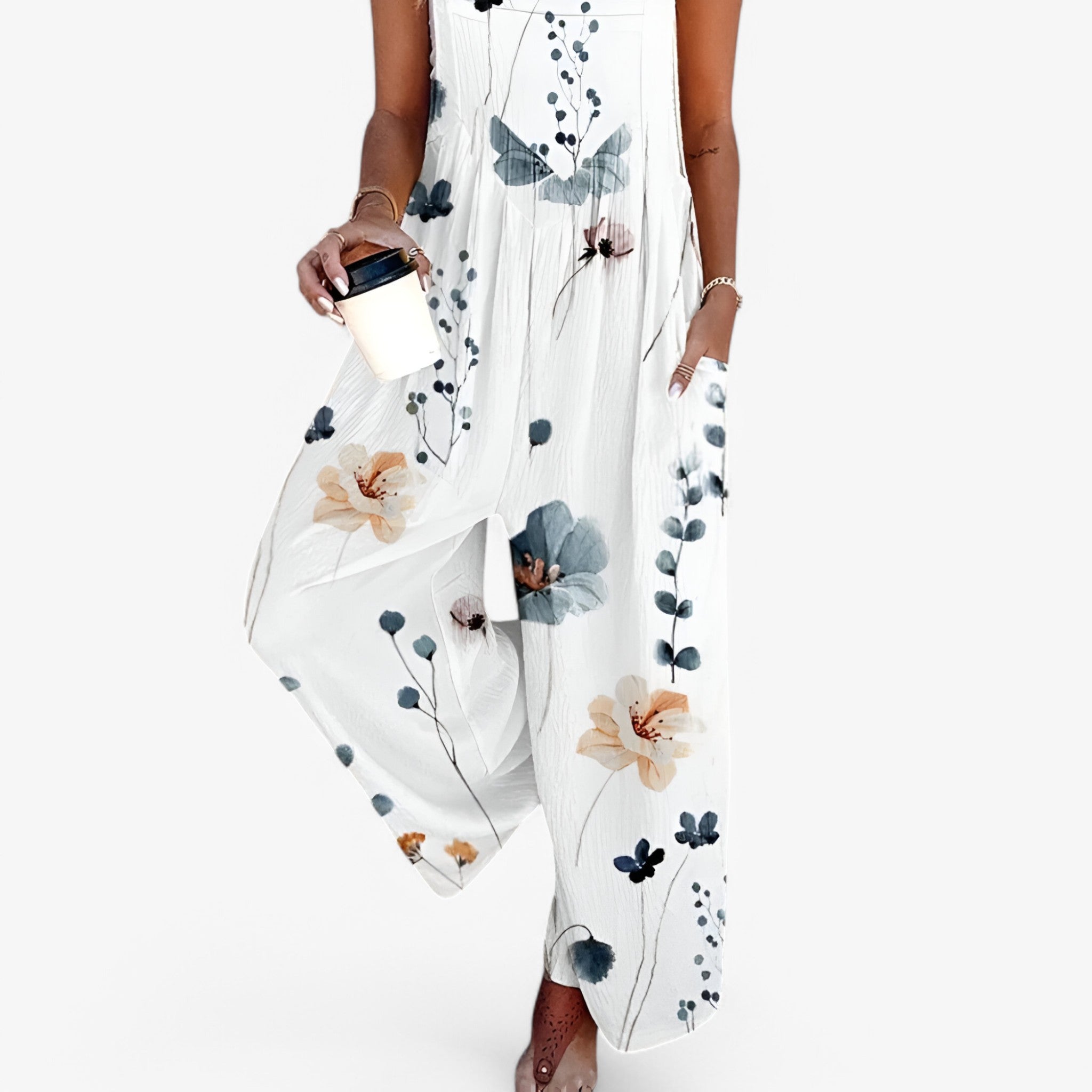 Ärmelloser Jumpsuit mit Blumenmuster Damen - - Jumpsuit - Concept Fashionlab