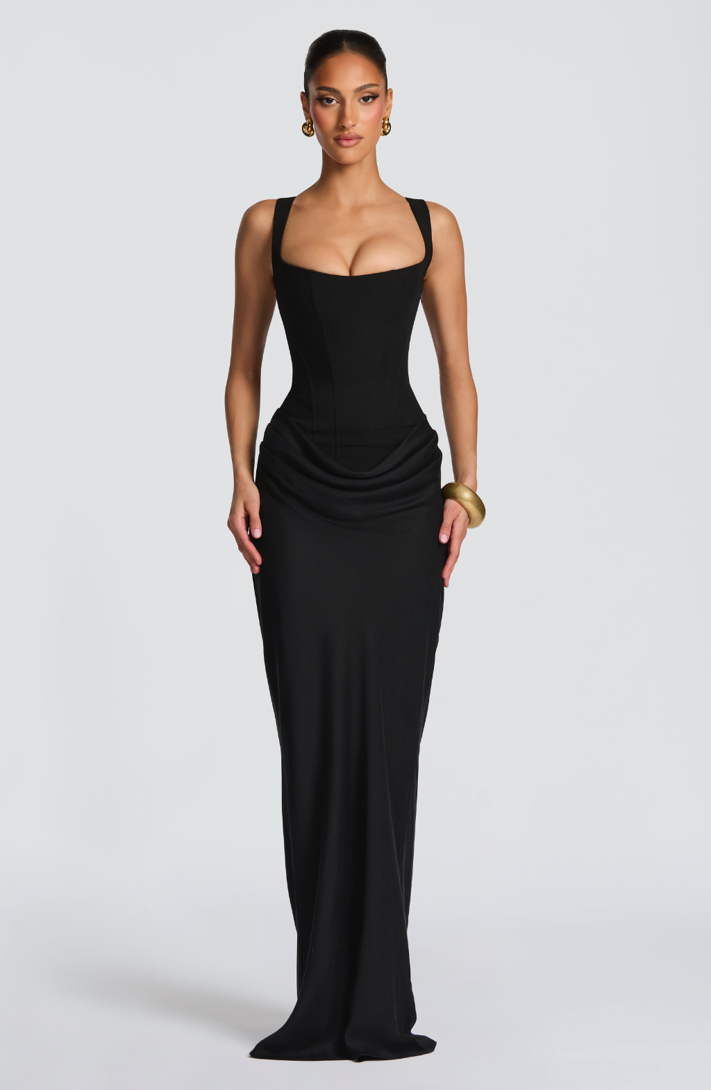 Hourglass Maxi Kleid — Skulpturierte Silhouette, Müheloser Stil - - Maxi Dress - Concept Fashionlab