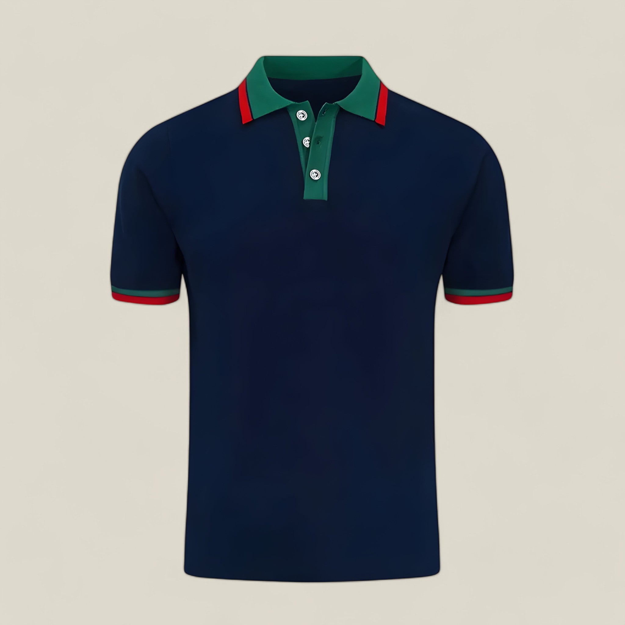 Alasdair | Elegantes farbenfrohes Golf-T-Shirt - Kurze Ärmel - Marineblau - - Concept Fashionlab