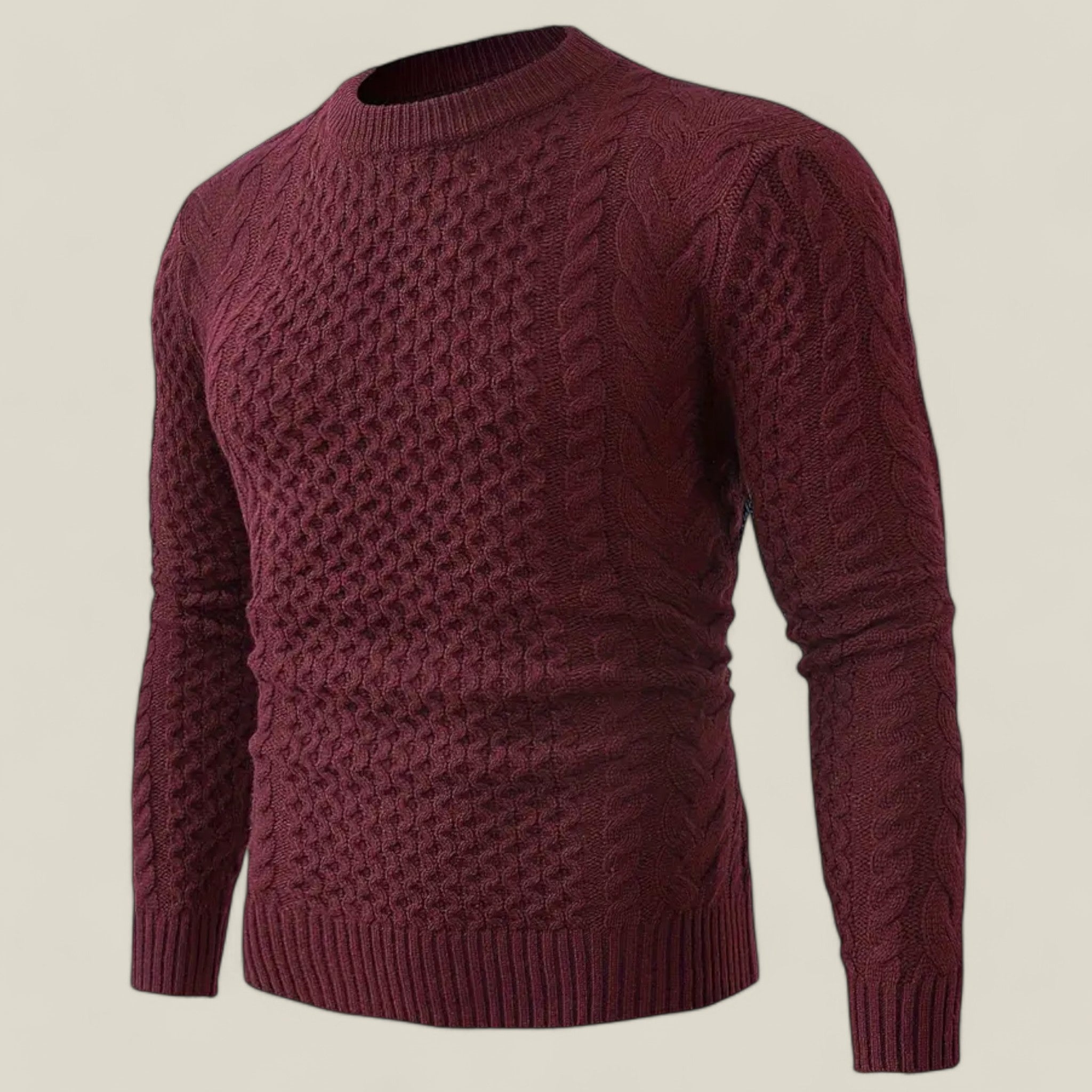 Hartwell | Herren Pullover aus Strick mit Struktur in Zopfoptik - Vielseitig & Geschenkidee - Bordeaux - - Concept Fashionlab