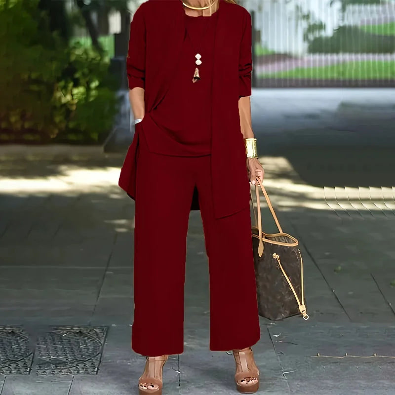 Kaevia™ – 3-teiliges Lounge-Set in lockerer Passform - Bordeaux - Sets - Anna & Rose Tampa