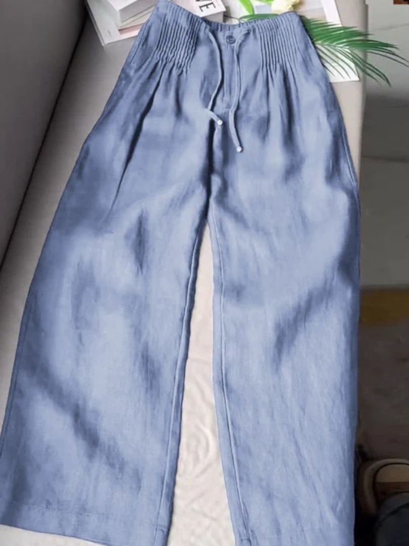 Effortless Relaxed Fit Wide-Leg Trousers - Blue - Pants - Concept Fashionlab