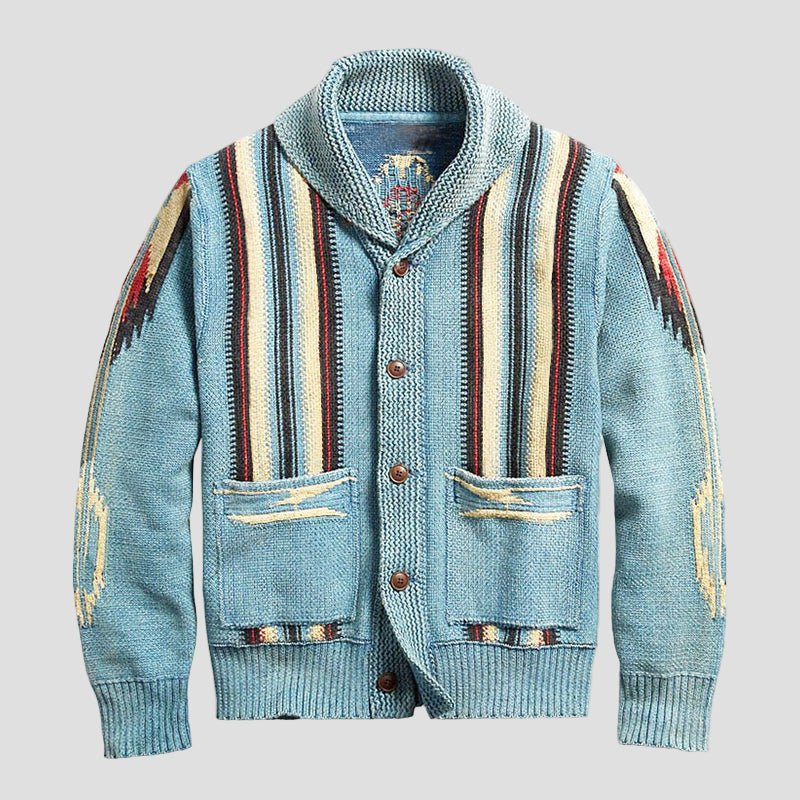 men Gebreide Adrian Vintage Jacquard Lapel Knit Cardigan Timeless Style, Cozy Comfort Vintage - - Cardigan - Concept Fashionlab