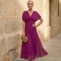 Damen Elegantes Fuchsiakleid