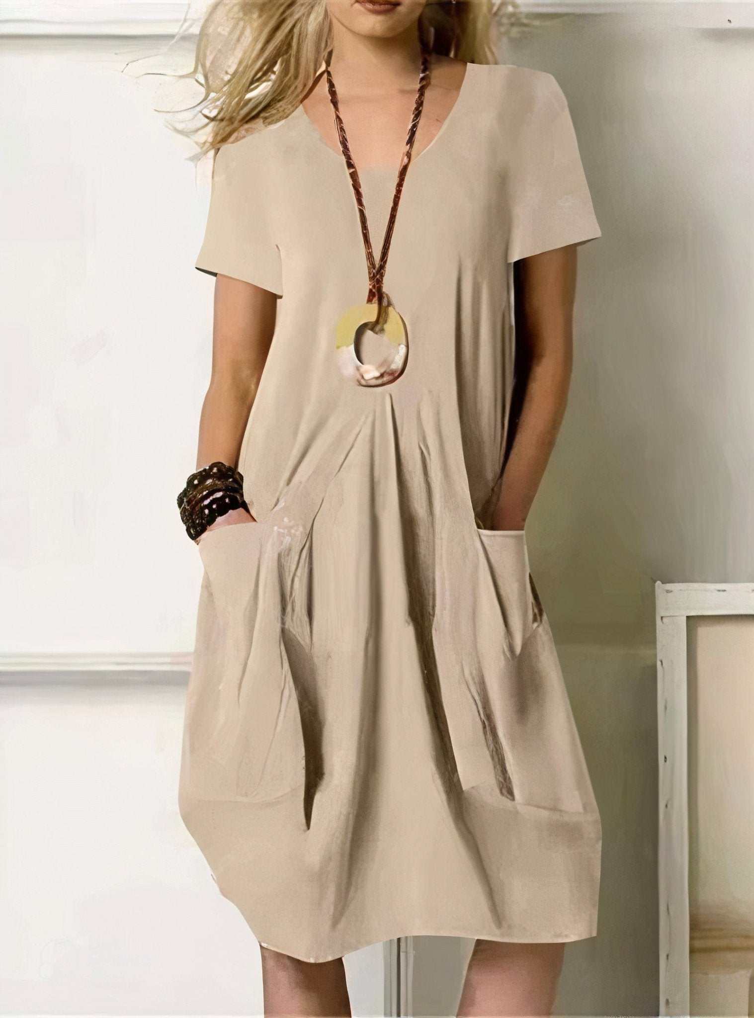 Kwani | Lässiges, fließendes Kleid - Beige - Default - Madison Boutique Savannah