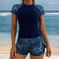 Damen Schmeichelhaftes kurzärmliges zweiteiliges Bikini-Set