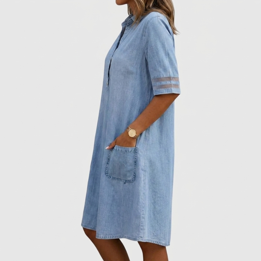 BRETAGNE | Figurschmeichelndes Jeanskleid - - Dresses - Ivy & Monroe New York