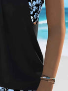 Isabella Tankini-Set mit blauem Blumenmuster – elegantes zweiteiliges Strand-Badeoutfit