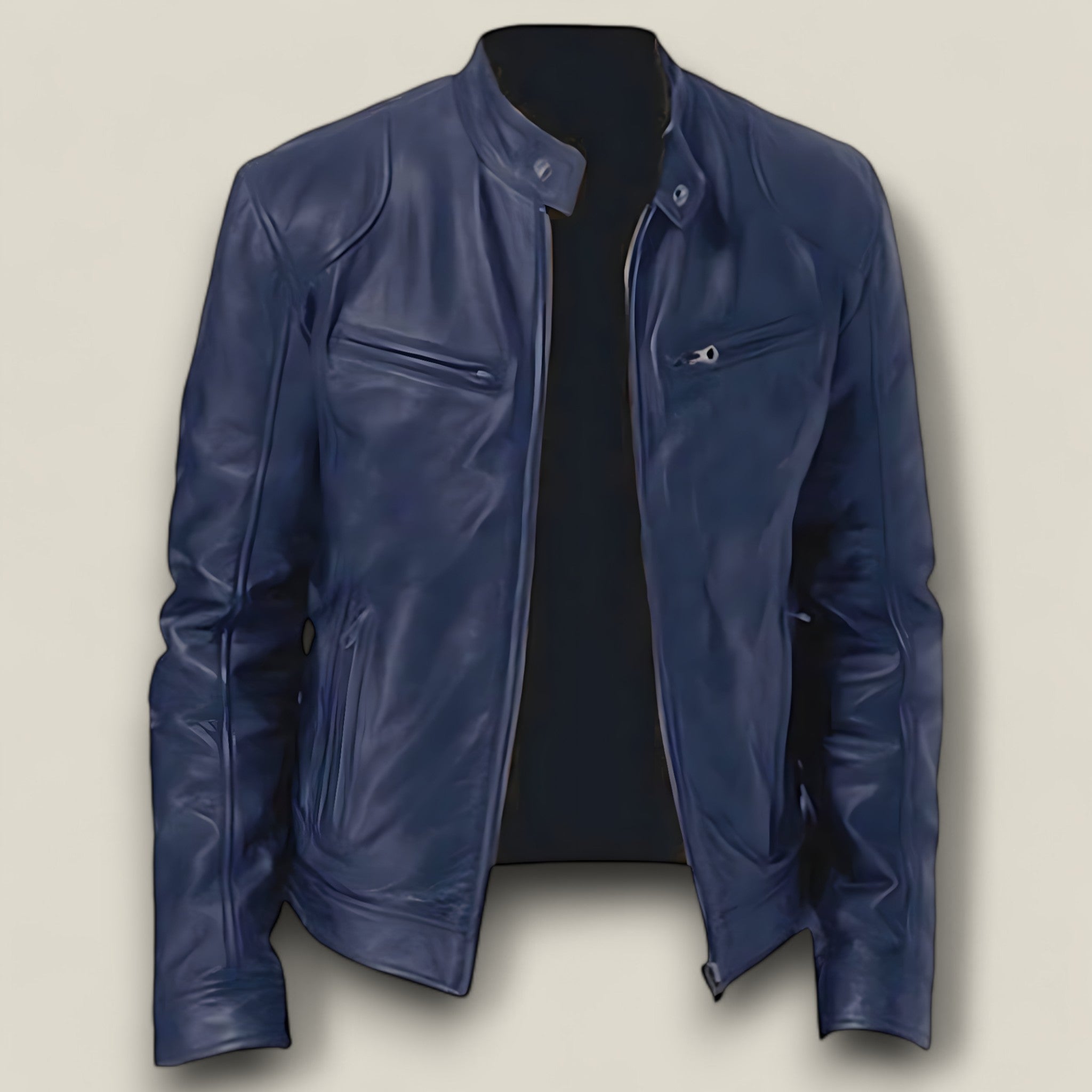 Basile | Herren Motorradjacke aus Leder - Slim Fit und winddicht - Blau - - Concept Fashionlab