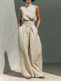 Maria™ | Komplettset mit Tanktop und weiter Baumwoll-Leinenhose
